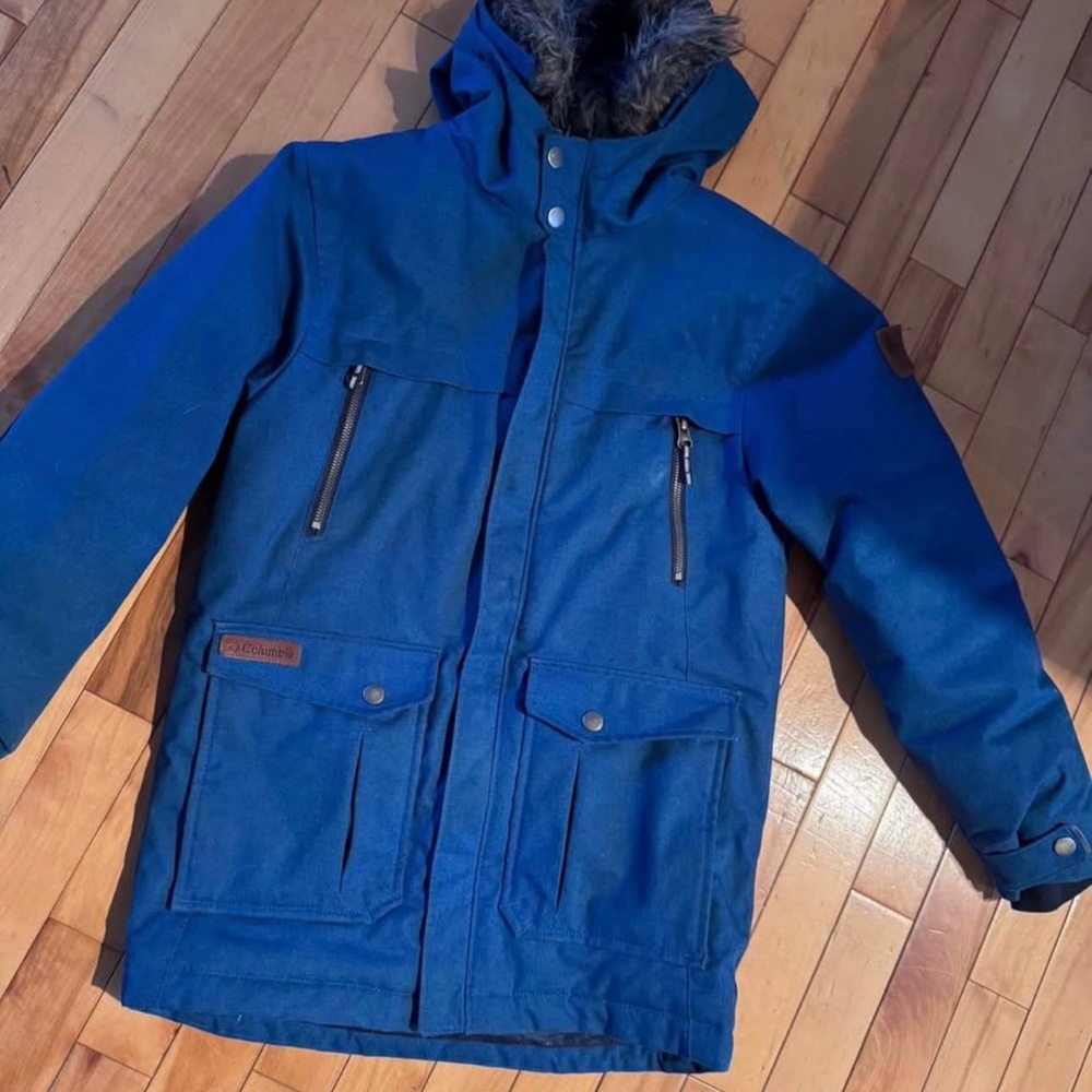 Men's Blue Parka Jacket with Hood